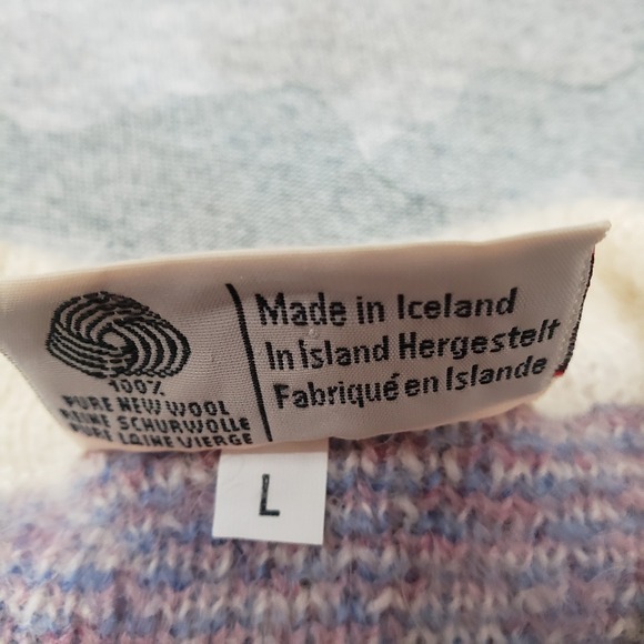 VTG Samband Of Iceland Sweater Women Large Beige Pullover Wool Fair Isles Nordic - Picture 5 of 10